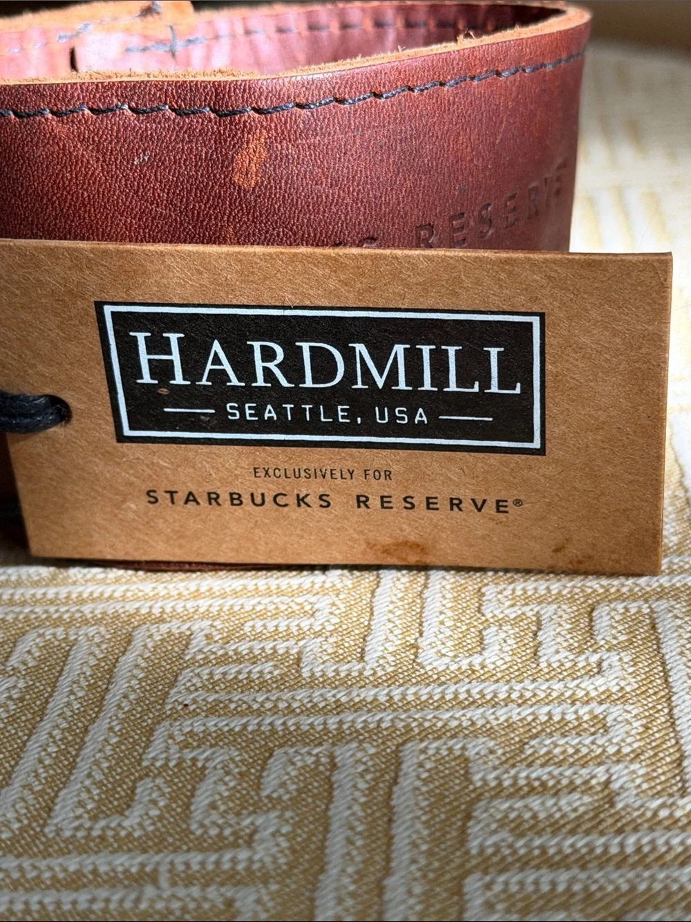 NWT Starbucks Brown Leather Reserve Roastery Chicago Cup Sleeve Coozie